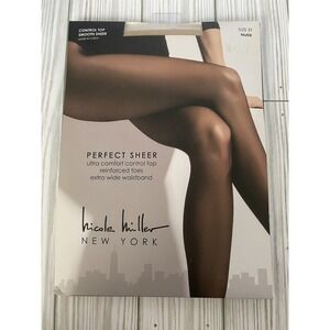 Nicole Miller New York Perfect Sheer Pantyhose Control Top NIP Size EF Nude‎